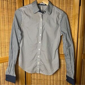Stylish Navy and White Patterned Women’s shirt size xs